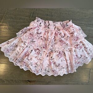 LoveShackFancy x Gap Pink Floral Eyelet Tiered Mini Skirt